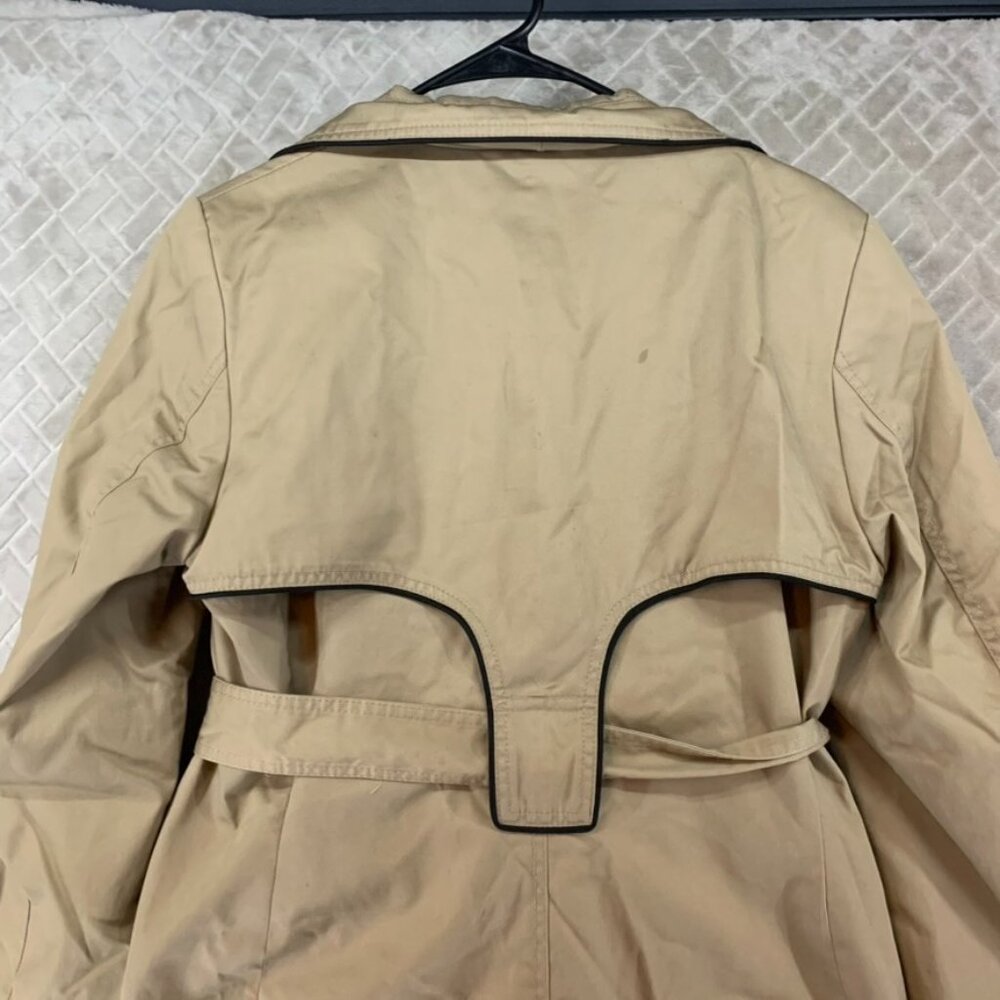 H&M Womens 12 Trench Coat Tan Knee Length Belted Wide Lapel Timeless Minimalist - Picture 13 of 16